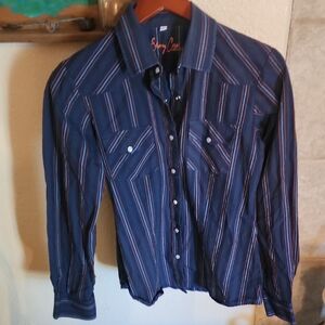 Sherry Cervi Navy Striped Pear Snap.